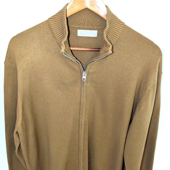 Everlane Men’s | Organic Cotton "No-Sweat Full Zip Sweater" Tapenade Tan | Large - Picture 3 of 11